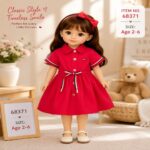 Premium Girls Polo Ribbon Dress – Red (68371)
