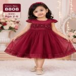 Premium Maroon Red Princess Party Dress – Model 8808