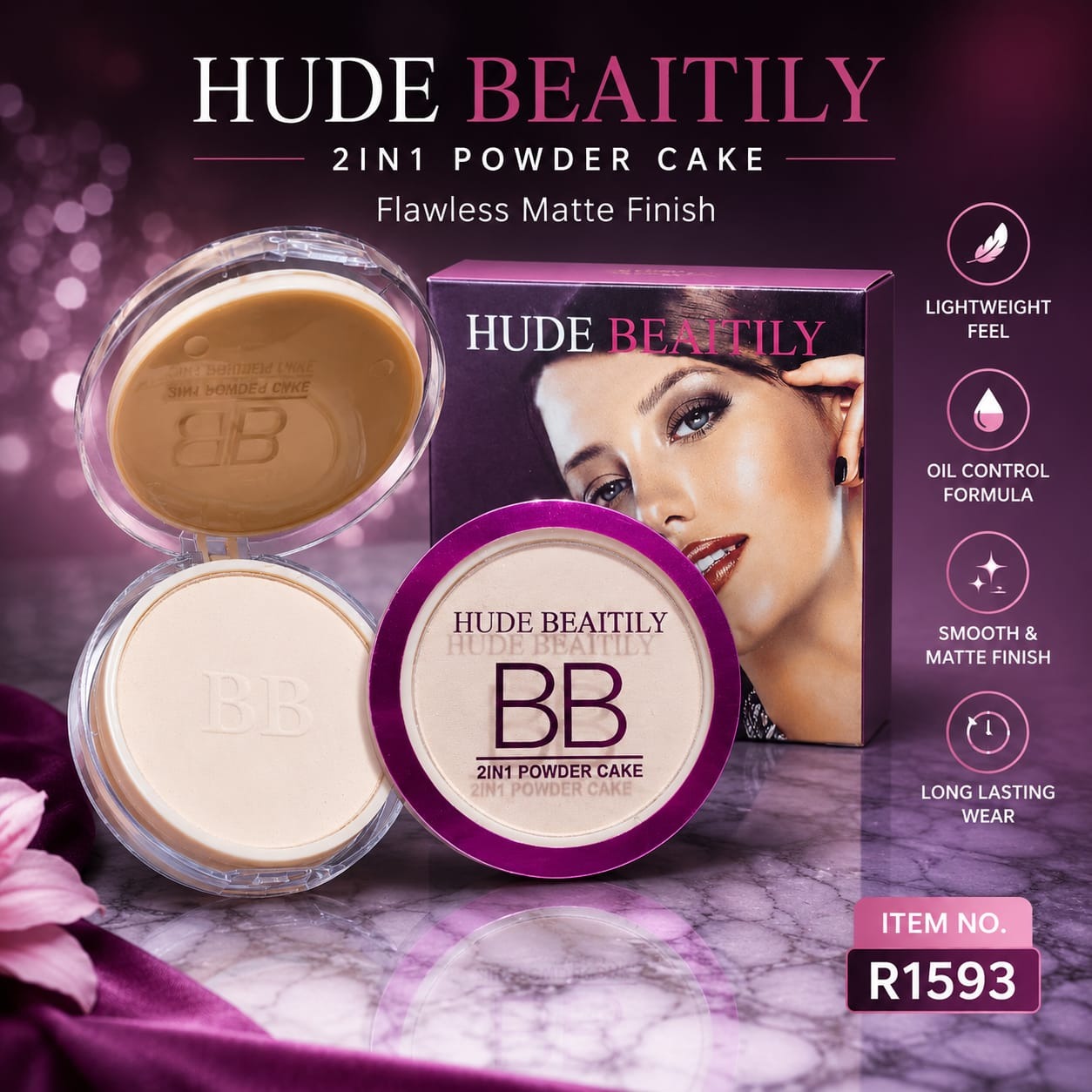 HUDE BEAITILY BB 2IN1 Powder Cake HUDE BEAITILY BB 2IN1 Powder Cake - Image 1