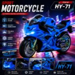 HY-71 Premium Sport Racing Motorcycle with LED Light & Sound – Blue Edition