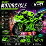 HY-71 Premium Sport Racing Motorcycle with LED Light & Sound – Green Edition