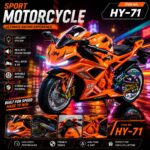 HY-71 Premium Sport Racing Motorcycle with LED Light & Sound – Orange Edition