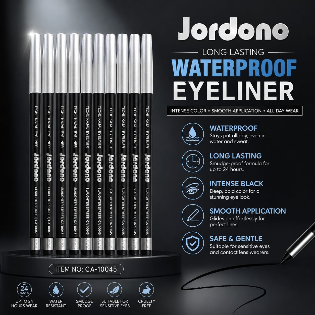 Jordono Long Lasting Waterproof Eyeliner Pencil – CA-10045 Jordono Long Lasting Waterproof Eyeliner Pencil – CA-10045 - Image 1