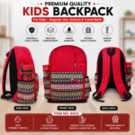 Premium Kids Backpack (Red Pattern Design) – Item No. 6022